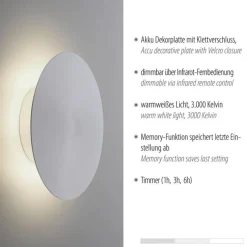 Straluma Aluminium LED wandlamp op accu 3-standen dimbaar><noscript><img width=