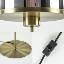 Straluma Antiek bronzen tafellamp Maverick met smoke glas groot><noscript><img width=