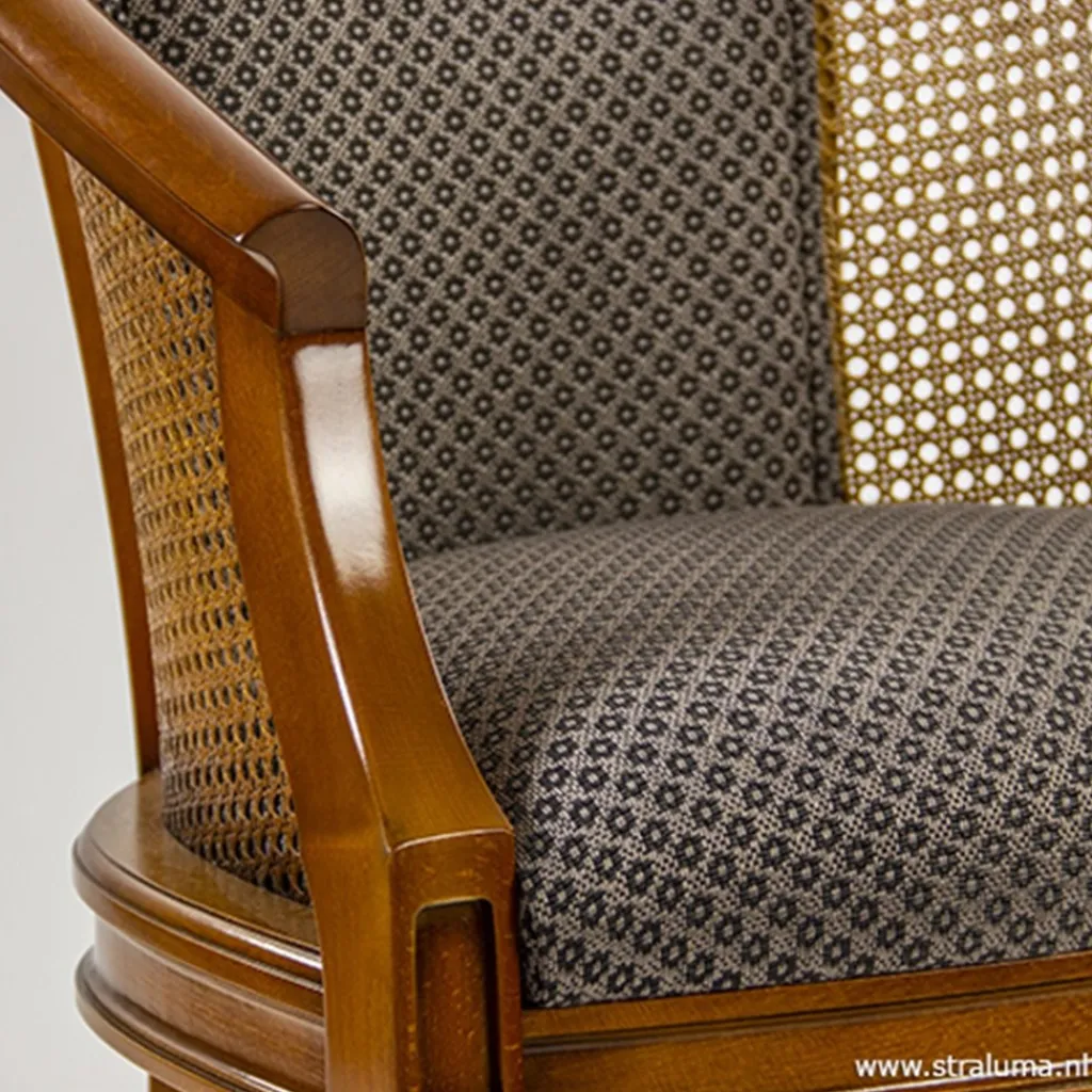 Straluma Armstoel met webbing en stoffen zitting> Eetkamerstoelen