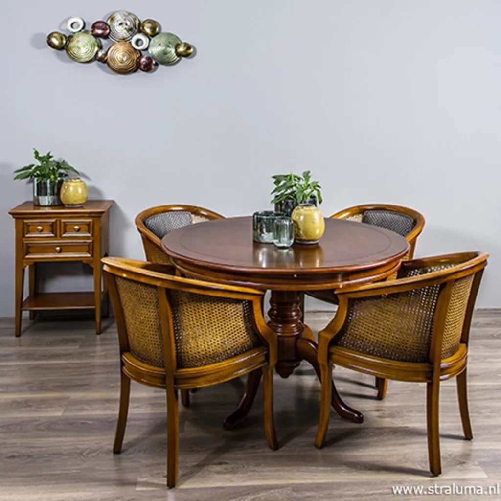 Straluma Armstoel met webbing en stoffen zitting> Eetkamerstoelen