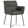 Straluma Armstoel Microleder Bull antraciet met zwarte poot> Eetkamerstoelen