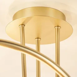 Straluma Art Deco plafondlamp goud met smoke en amber glas><noscript><img width=