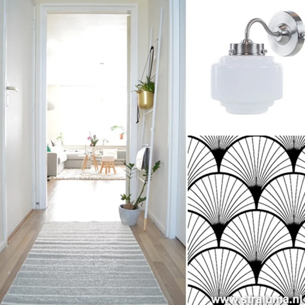 Straluma Art Deco wandlamp staal met wit glas> Woonkamerlampen|Slaapkamerlampen