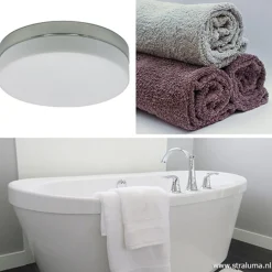 Straluma Badkamer plafonnière staal met wit glas><noscript><img width=