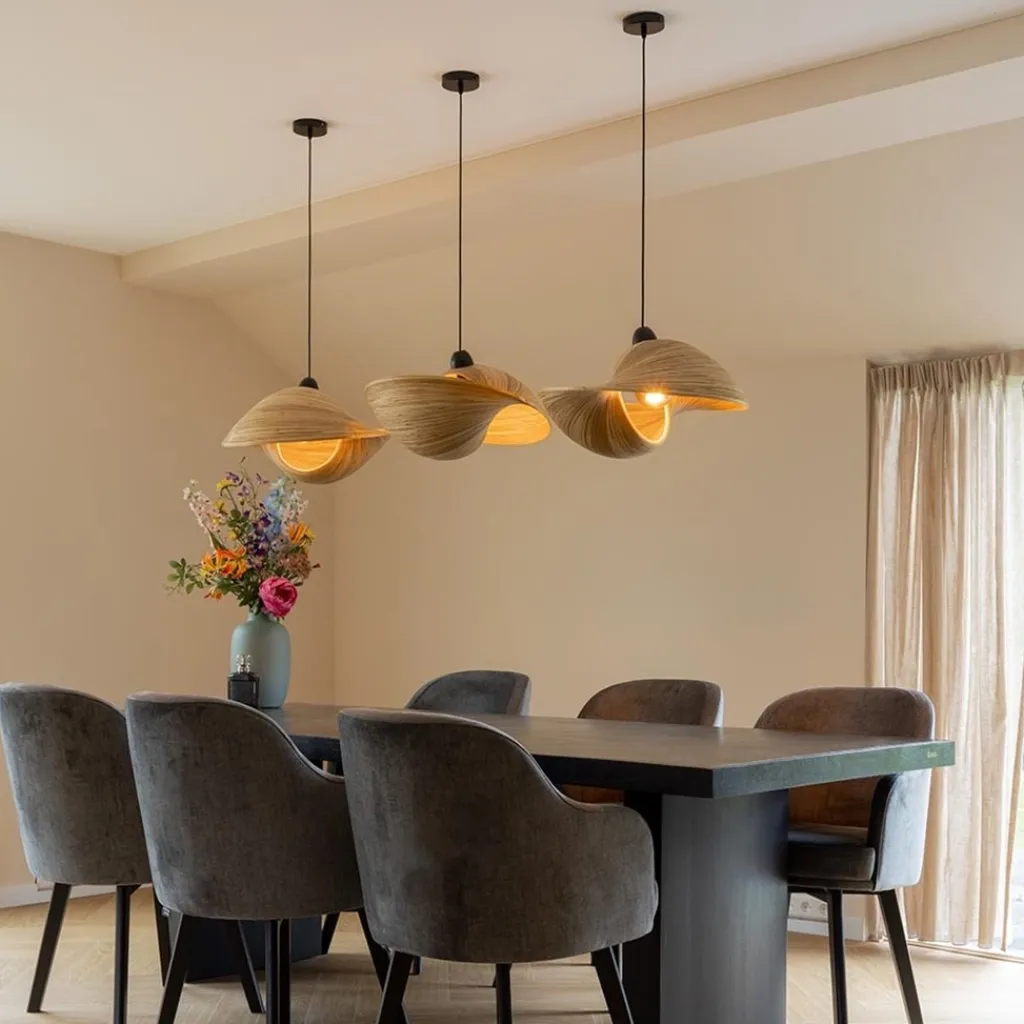 Straluma Bamboe hanglamp schelp 50 cm> Keukenverlichting|Eetkamerverlichting