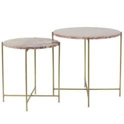 Straluma Bijzettafel Delon set van 2 marrmer roze/goud> Light and Living|Bijzettafels