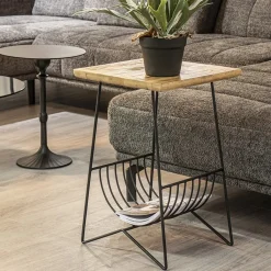 Straluma Bijzettafel mango hout met tijdschriftenrek><noscript><img width=