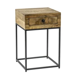 Straluma Bijzettafel met lade mangohout/metaal> Bijzettafels