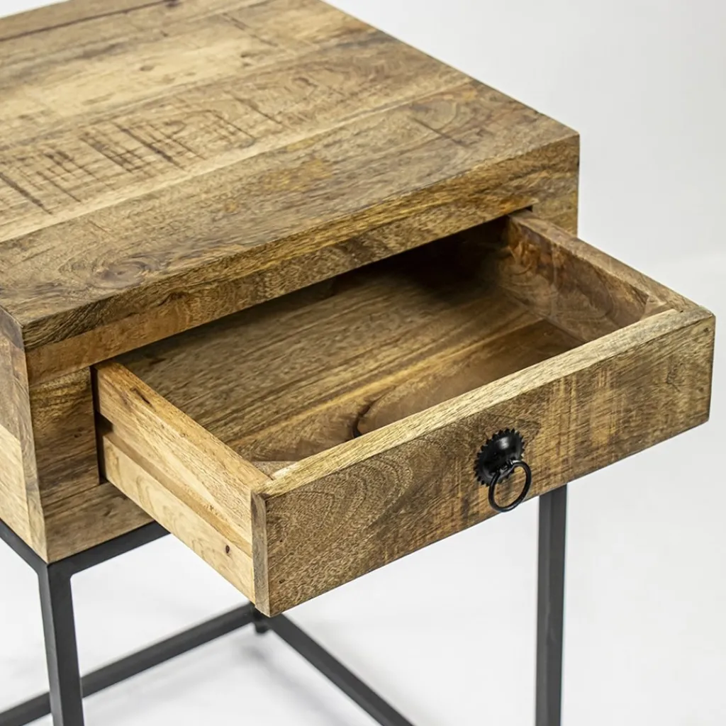 Straluma Bijzettafel met lade mangohout/metaal> Bijzettafels