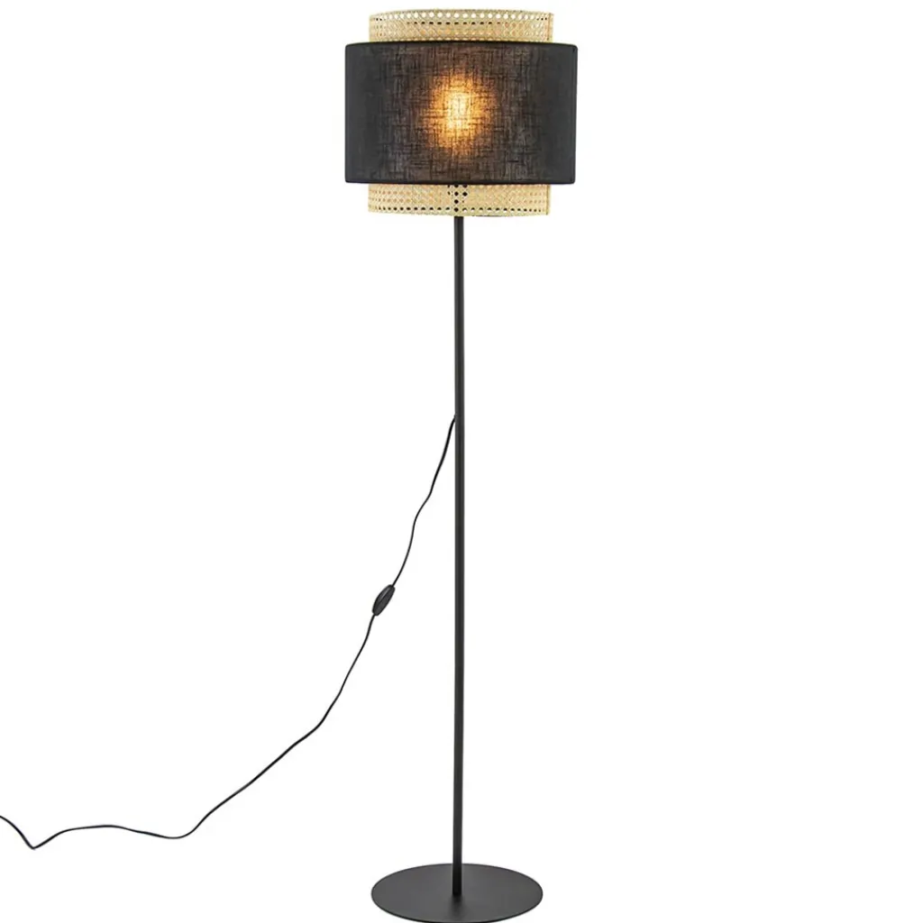 Straluma Boho vloerlamp mat zwart met webbing> Vloerlampen|Beach Verlichting