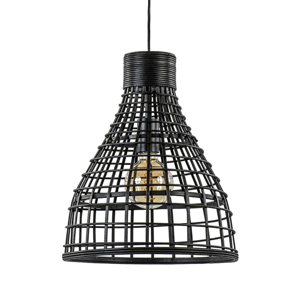 Straluma Botanische hanglamp Puerto rotan mat zwart> Light and Living|Keukenverlichting