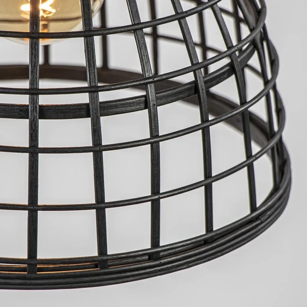 Straluma Botanische hanglamp Puerto rotan mat zwart> Light and Living|Keukenverlichting