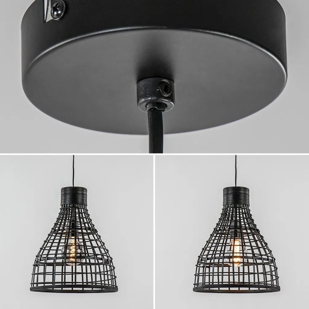 Straluma Botanische hanglamp Puerto rotan mat zwart> Light and Living|Keukenverlichting