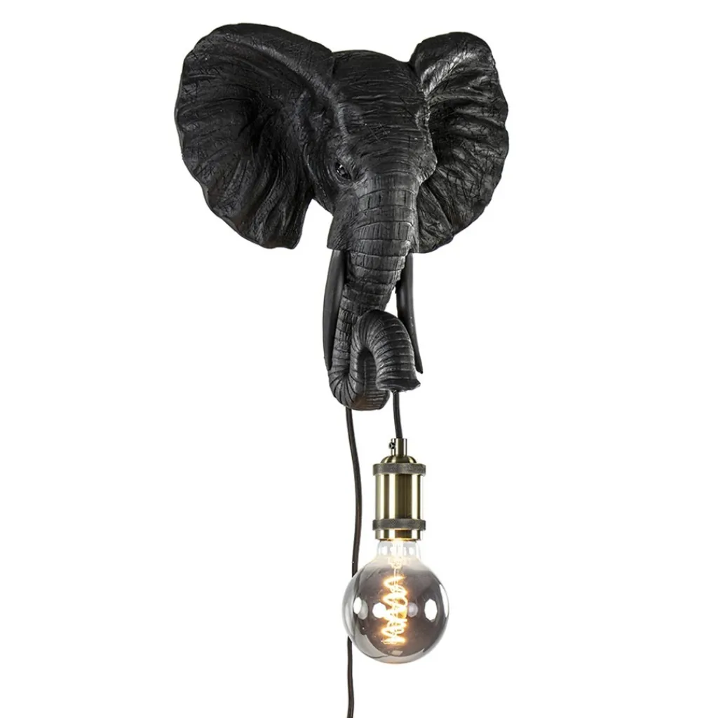 Straluma Botanische wandlamp Elephant mat zwart> Light and Living|Woonkamerlampen