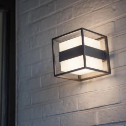 Straluma Buitenlamp kubus IP54 inclusief LED donker grijs><noscript><img width=