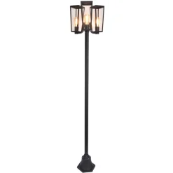 Straluma Buitenlamp lantaarn 3-lichts mat zwart met helder glas> Buitenlampen