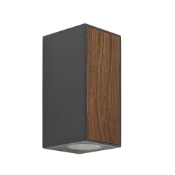 Straluma Buitenlamp up+down GU10 donker grijs/hout> Wandlampen|Buitenlampen