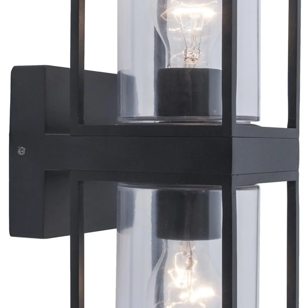 Straluma Buitenlantaarn dubbel strak zwart/helder glas> Wandlampen|Buitenlampen