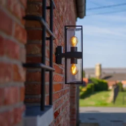 Straluma Buitenlantaarn dubbel strak zwart/helder glas><noscript><img width=