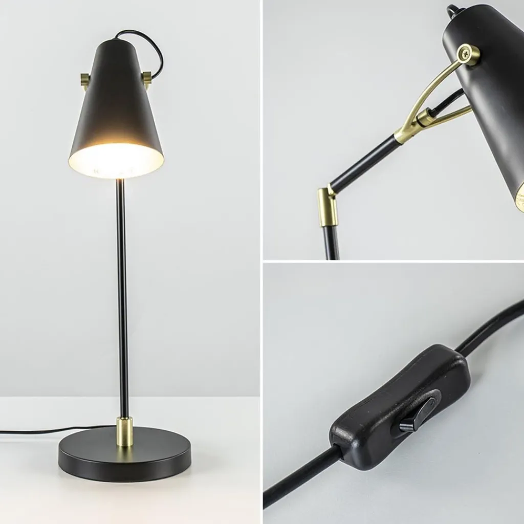 Straluma Bureaulamp Barre zwart/matgoud> Bureaulampen|Light and Living