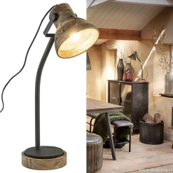 Straluma Bureaulamp Imbert mat zwart metaal met hout><noscript><img width=