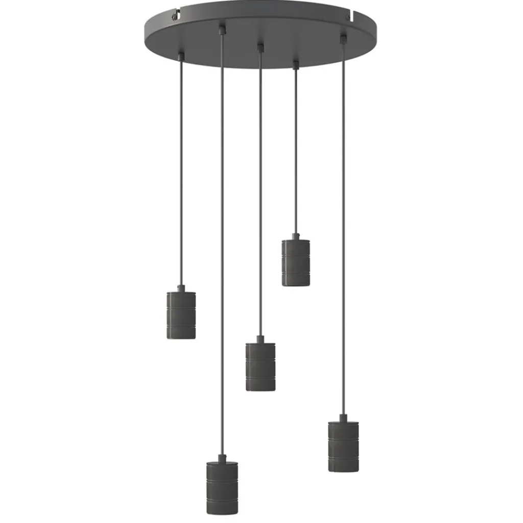 Straluma Calex 5-lichts retro pendels rond 50 cm zwart> Eettafellampen|Calex
