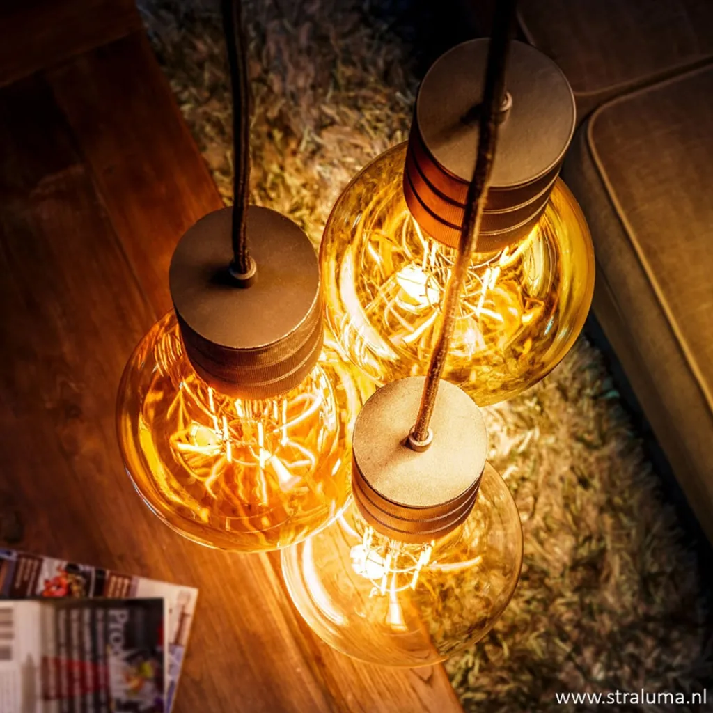 Straluma Calex Retro pendel brons 1.5 m e27> Hanglampen|Calex