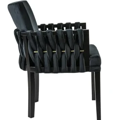 Straluma Chique armstoel zwart met sierlijke leuning en goud><noscript><img width=