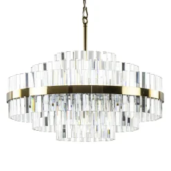 Straluma Chique hanglamp brushed brass met helder kristal> Hanglampen|Kroonluchters
