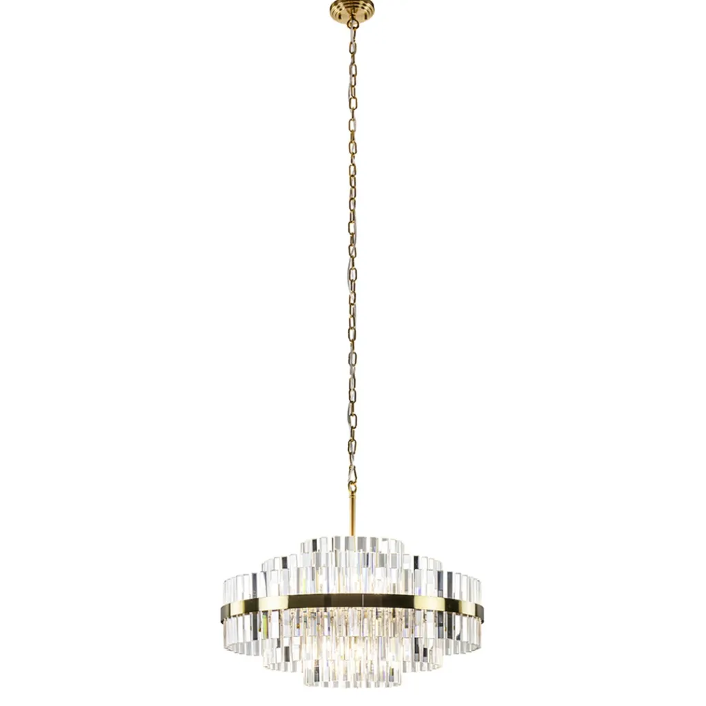 Straluma Chique hanglamp brushed brass met helder kristal> Hanglampen|Kroonluchters