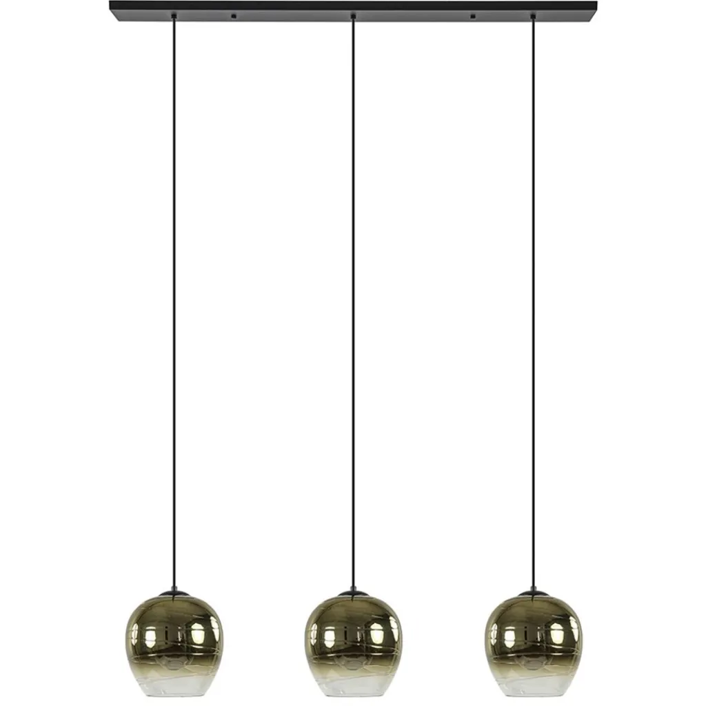 Straluma Chique hanglamp 3-lichts zwart met goud> Eettafellampen|Keukenverlichting