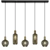 Straluma Chique 5-lichts hanglamp smoke glas met brons> Eettafellampen|Pendel Lampen