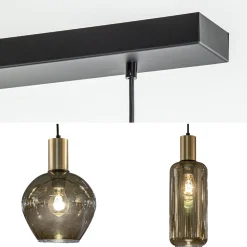 Straluma Chique 5-lichts hanglamp smoke glas met brons><noscript><img width=