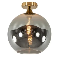 Straluma Chique plafondlamp goud met smoke/titanium glazen bol> Plafondlampen|Luxe Verlichting