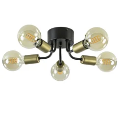 Straluma Chique plafondlamp mat zwart met goud> Halverlichting|Plafondlampen