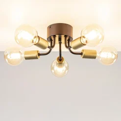 Straluma Chique plafondlamp mat zwart met goud> Halverlichting|Plafondlampen