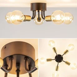 Straluma Chique plafondlamp mat zwart met goud><noscript><img width=