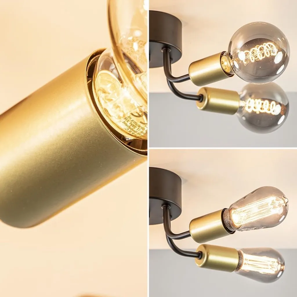 Straluma Chique plafondlamp mat zwart met goud> Halverlichting|Plafondlampen
