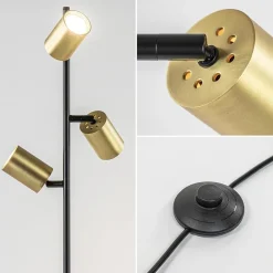 Straluma Chique staande lamp mat zwart met gouden spots><noscript><img width=