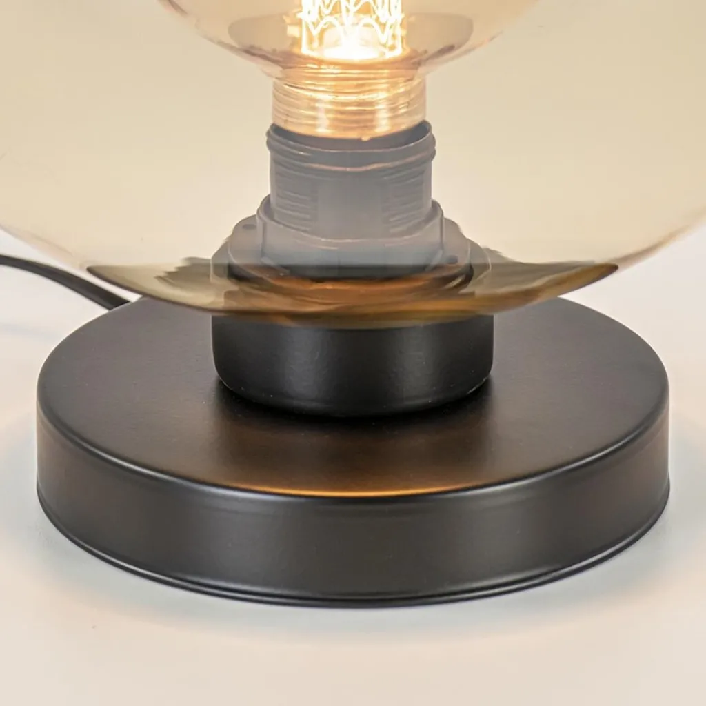 Straluma Chique tafellamp amber glazen bol 30 cm> Tafellampen|Klassieke Verlichting