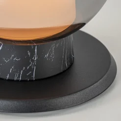 Straluma Chique tafellamp zwart marmer met smoke glazen kap><noscript><img width=