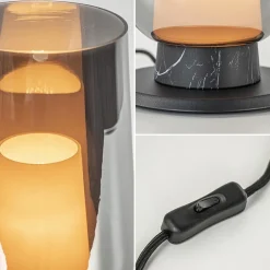 Straluma Chique tafellamp zwart marmer met smoke glazen kap><noscript><img width=