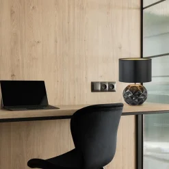 Straluma Chique tafellamp zwart met kap zwart/goud><noscript><img width=