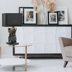 Straluma Chique tafellamp zwart met goud en rechthoekige kap><noscript><img width=