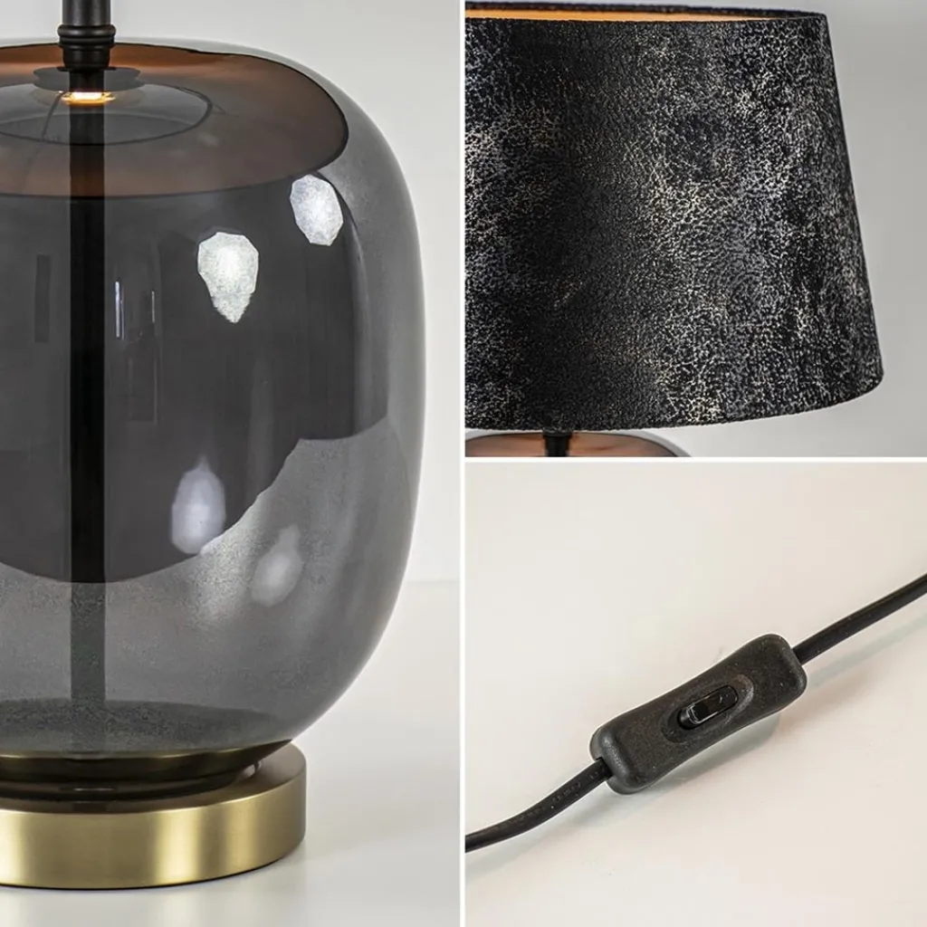 Straluma Chique tafellamp zwart/goud met kap> Tafellampen|Schemerlampen