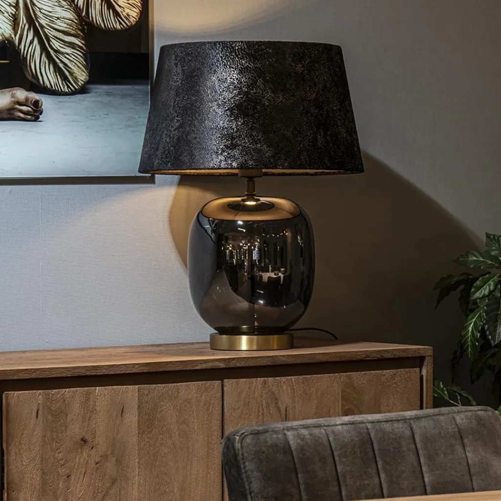 Straluma Chique tafellamp zwart/goud met kap> Tafellampen|Schemerlampen