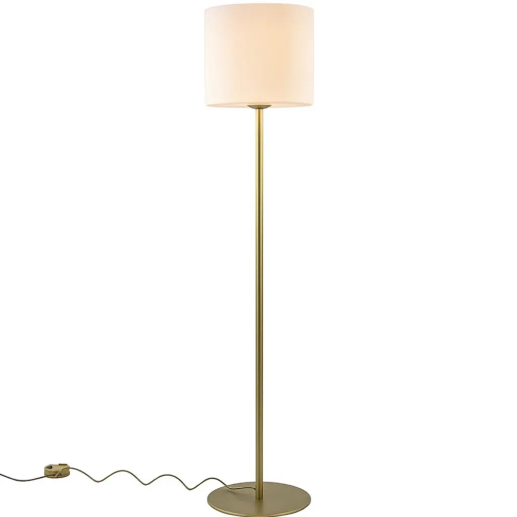 Straluma Chique vloerlamp mat goud met mat witte glazen kap> Vloerlampen|Design Verlichting