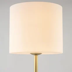 Straluma Chique vloerlamp mat goud met mat witte glazen kap><noscript><img width=