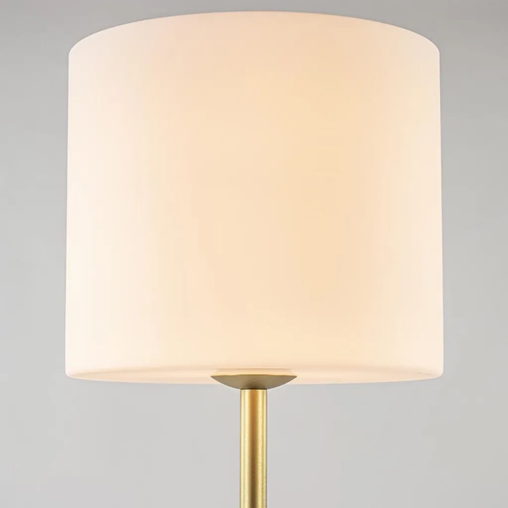 Straluma Chique vloerlamp mat goud met mat witte glazen kap> Vloerlampen|Design Verlichting