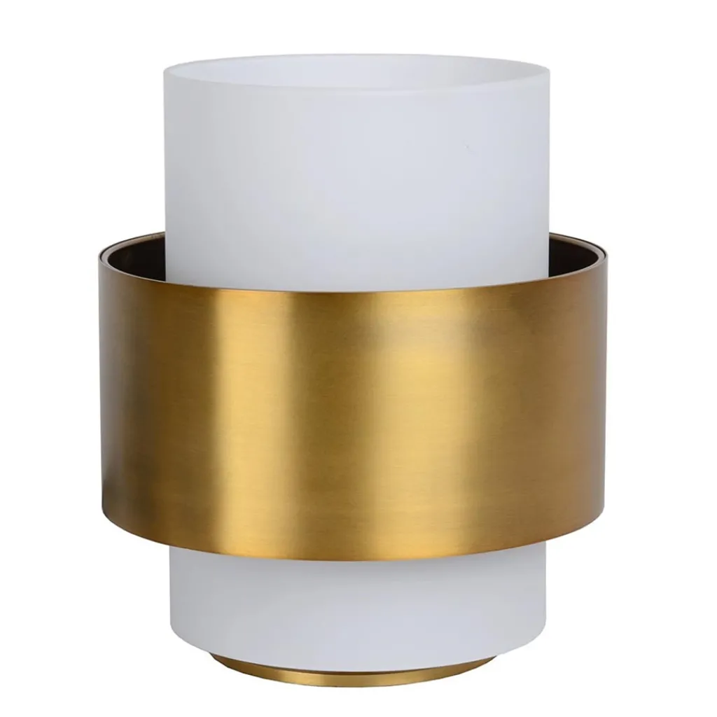 Straluma Cilinder tafellamp mat goud mat opaal glas> Tafellampen|Klassieke Verlichting